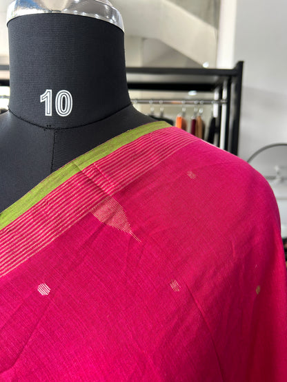 PINK KHADI JAMDANI SAREE