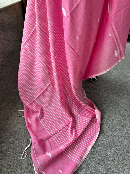 PINK MUL JAMDANI SAREE