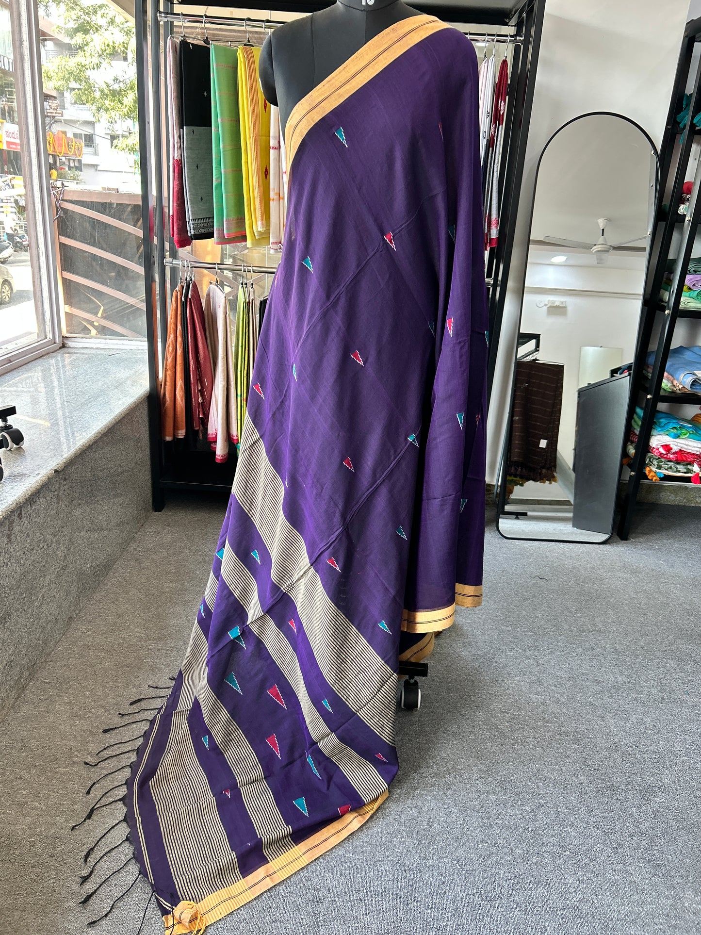 PURPLE MERCERISED JAMDANI