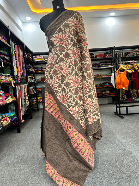 PINK AJRAKH MUL SAREE
