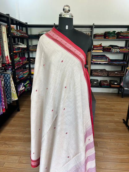 WHITE DHANIAKHALI SAREE