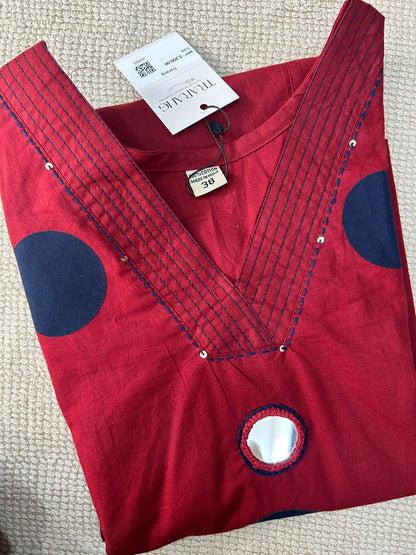 RED GAMTHI COTTON SUIT