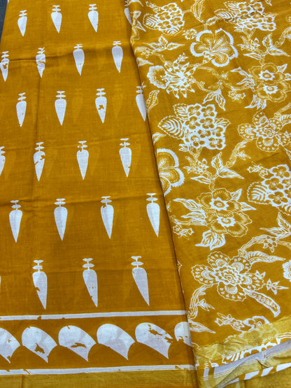 Yellow chanderi mul cotton