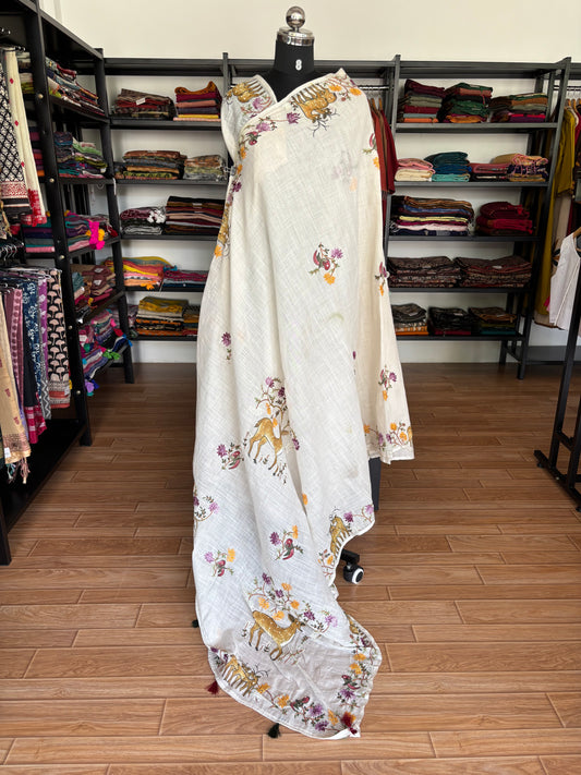 WHITE LINEN SAREE