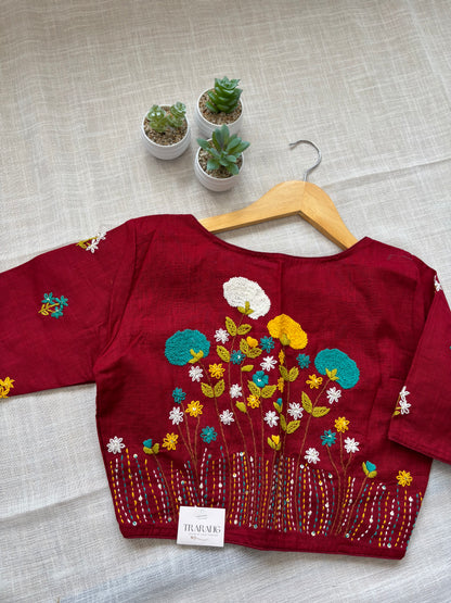 MAROON EMBROIDERED  BLOUSE