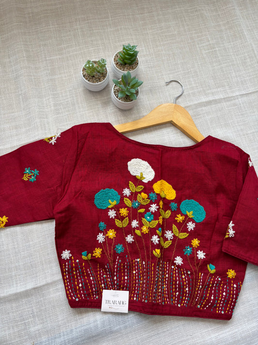 MAROON EMBROIDERED  BLOUSE