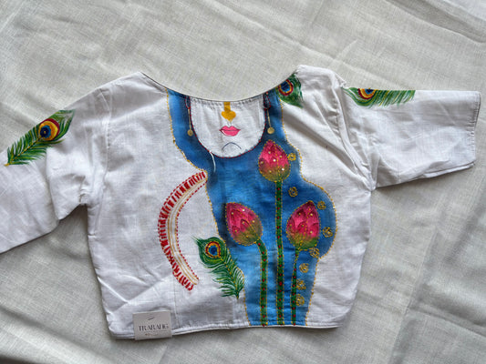 White hand painted blouse