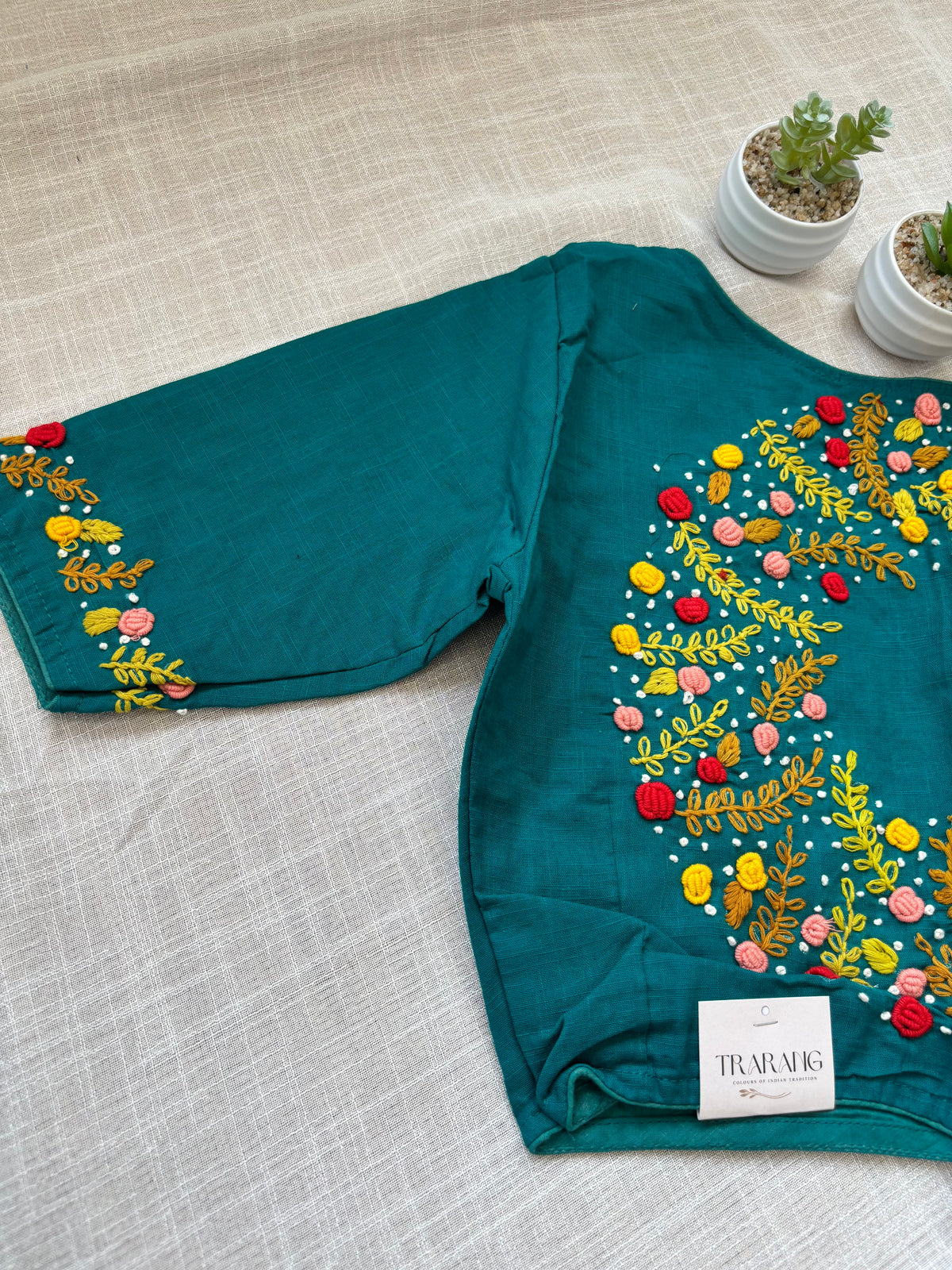 BLUE EMBROIDERED  BLOUSE