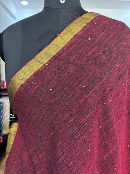 BROWN LINEN SAREE