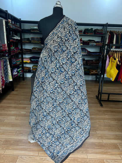 Black kalamkari mul saree