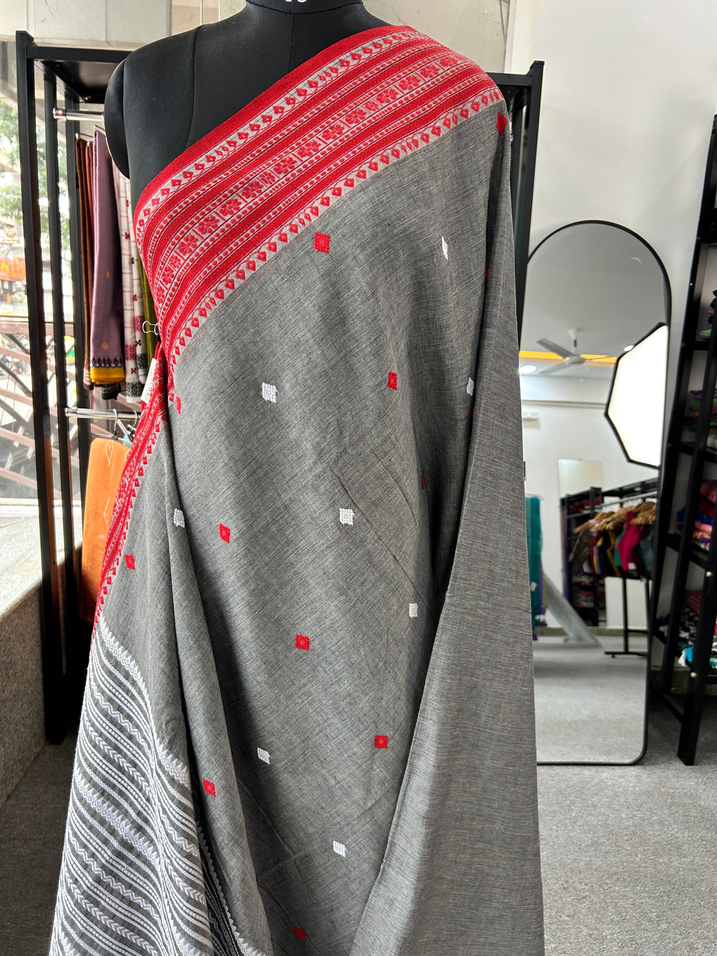 GREY MERCERISED SAREE