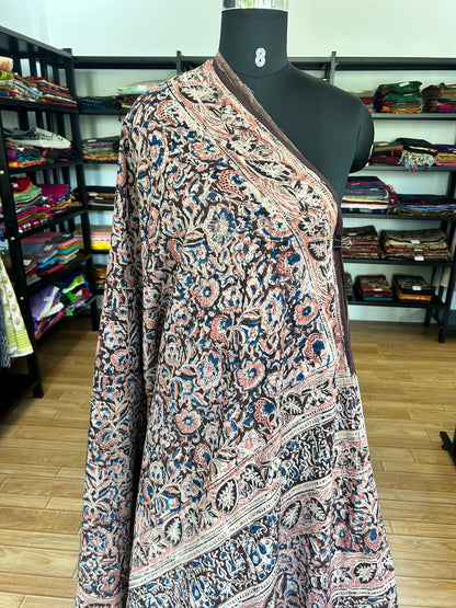 Brown kalamkari mul saree