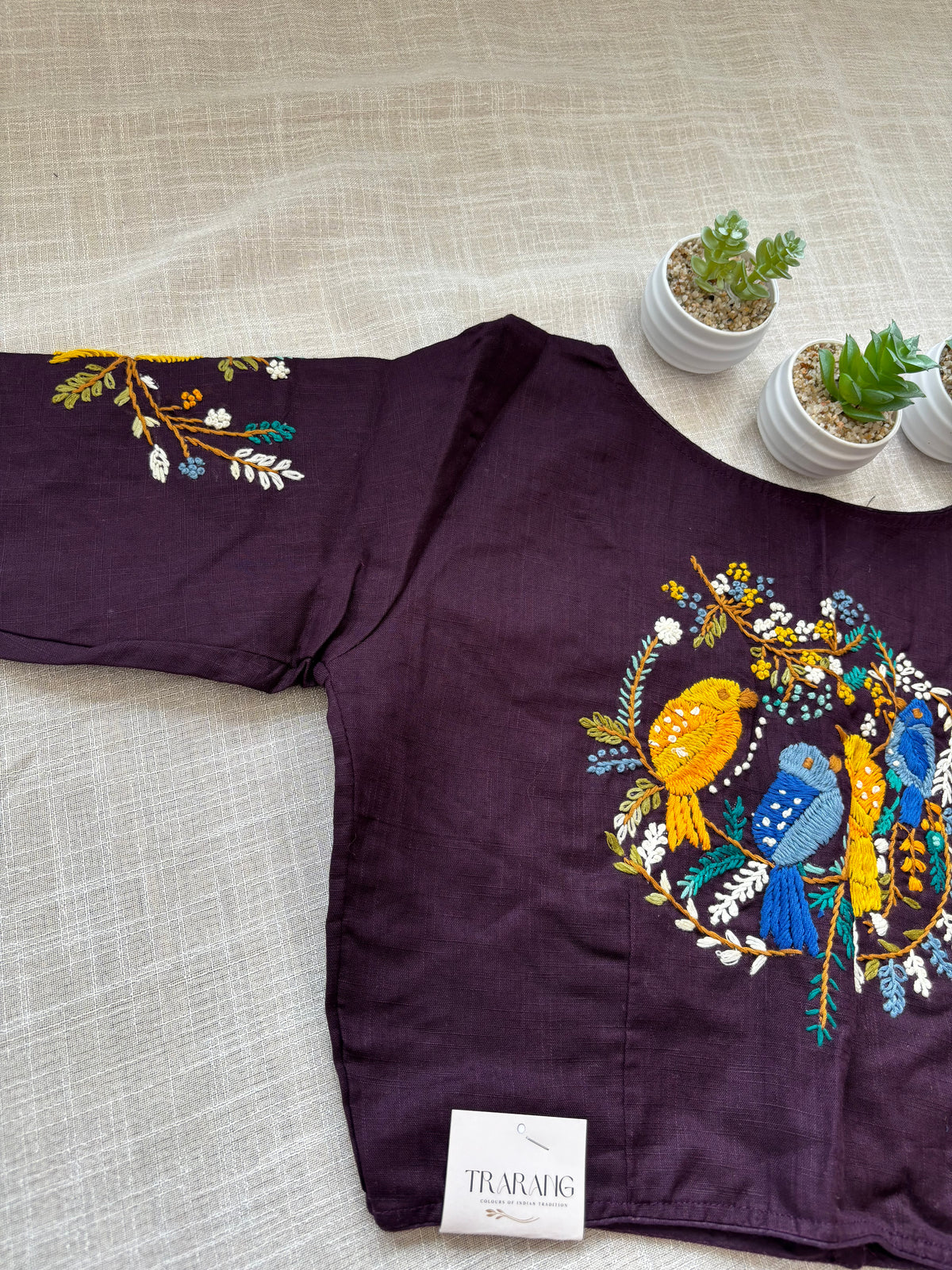 DARK PURPLE EMBROIDERED  BLOUSE