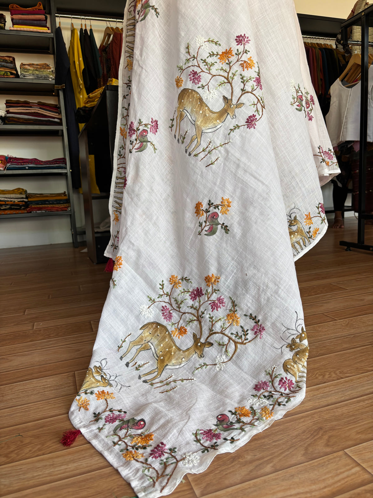PINK LINEN SAREE