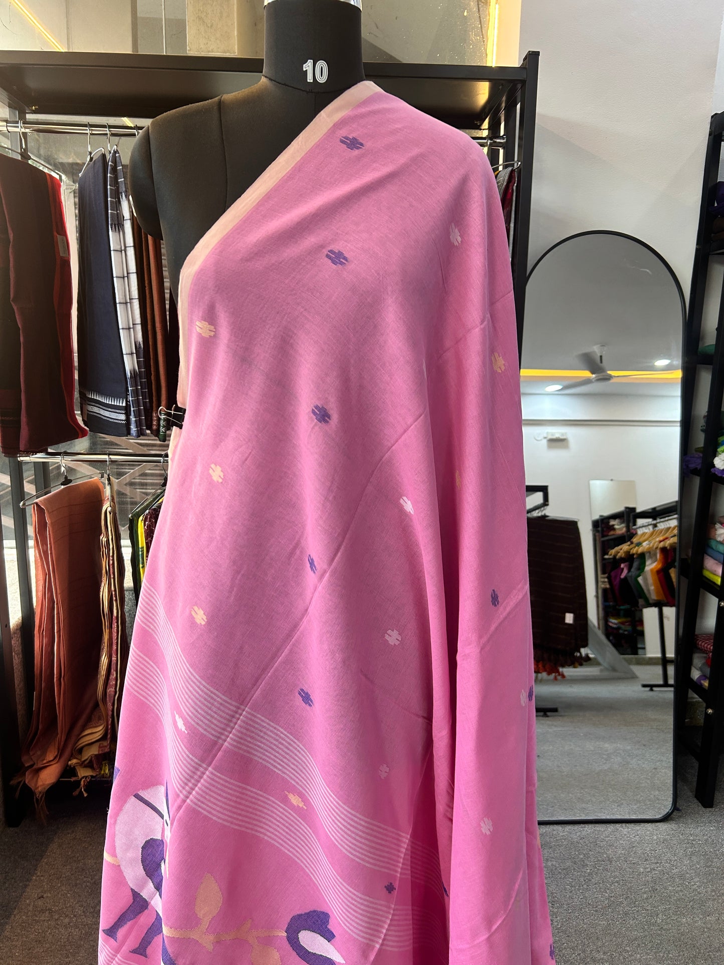 PINK MUL JAMDANI SAREE