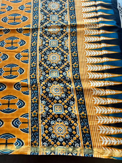 Yellow chanderi mul cotton