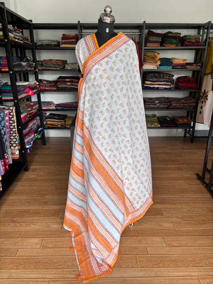 WHITE QUIRKY MUL SAREE