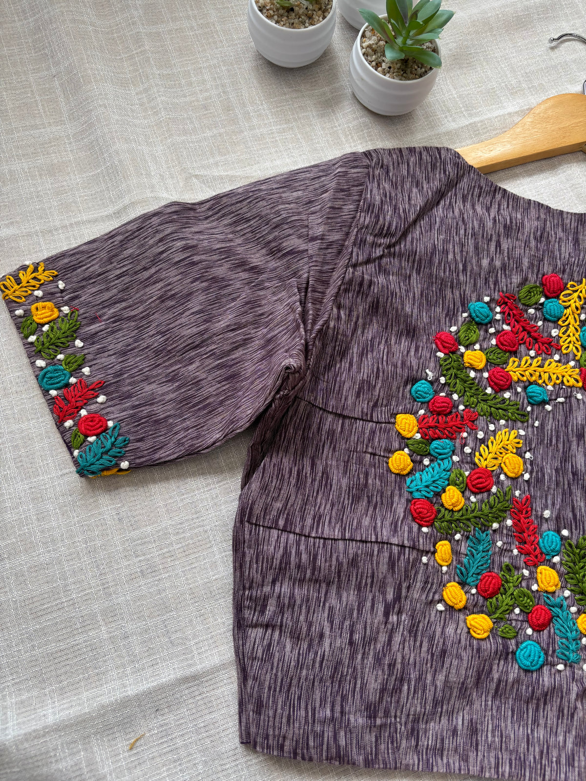 GREY EMBROIDERED  BLOUSE
