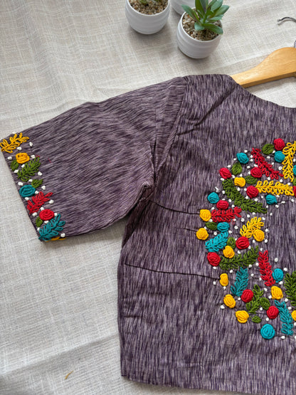 GREY EMBROIDERED  BLOUSE