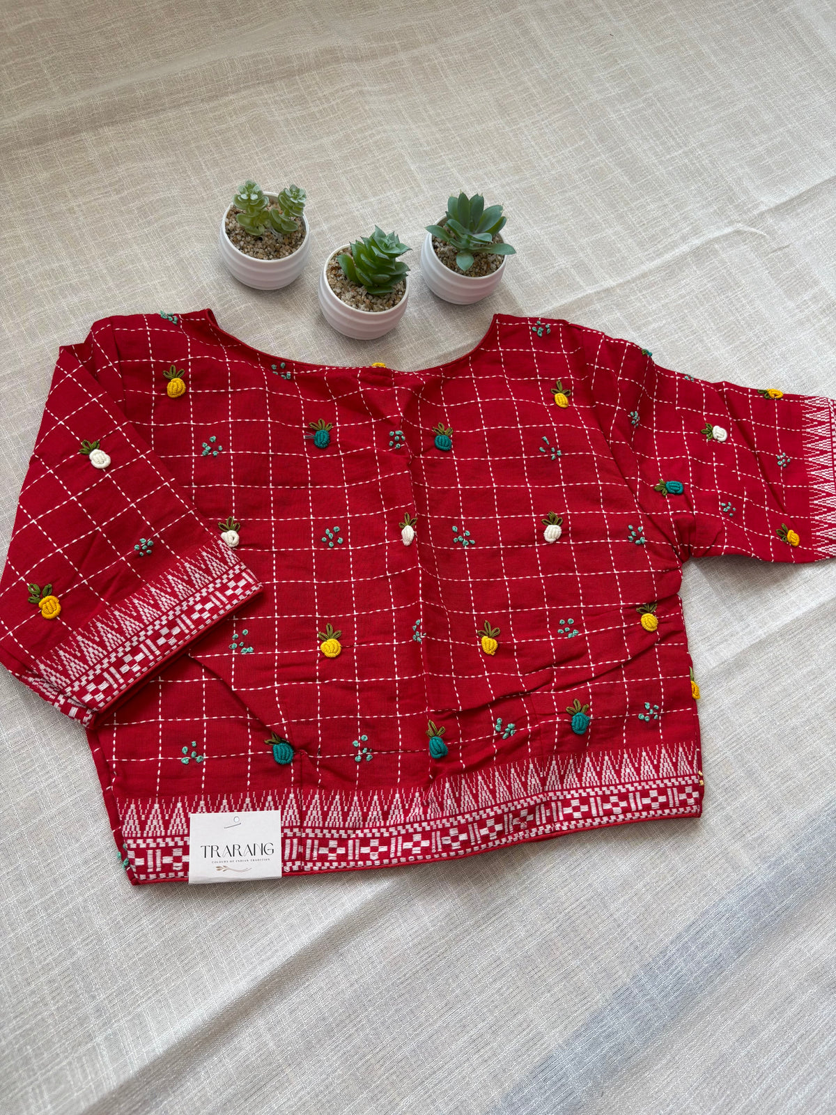 RED EMBROIDERED  BLOUSE