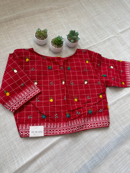 RED EMBROIDERED  BLOUSE