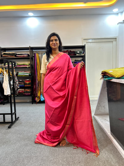 PINK BANANA COTTON SAREE