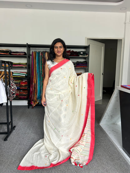 WHITE BEGAMPURI SAREE