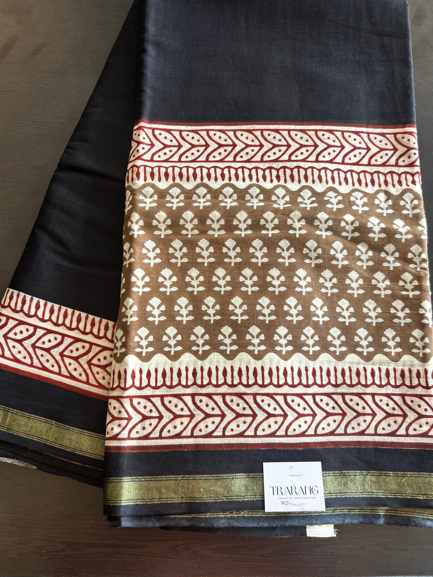 Black chanderi mul cotton