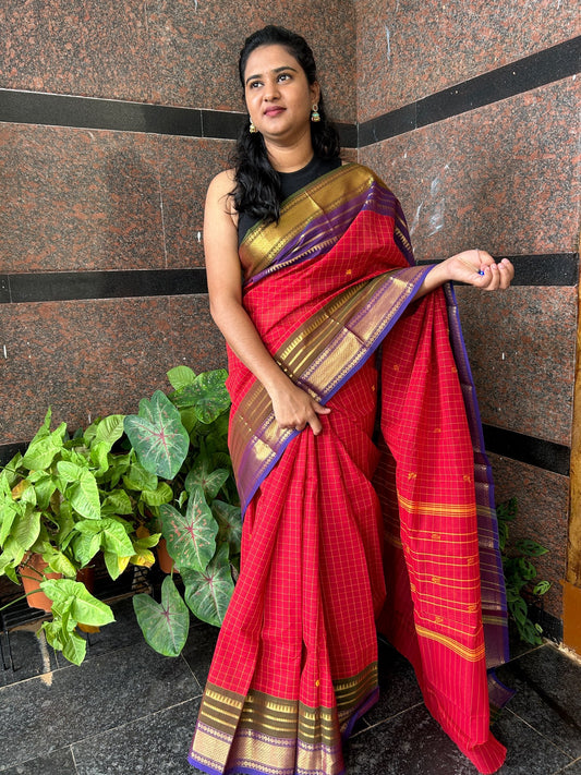 RED  KANCHI COTTON