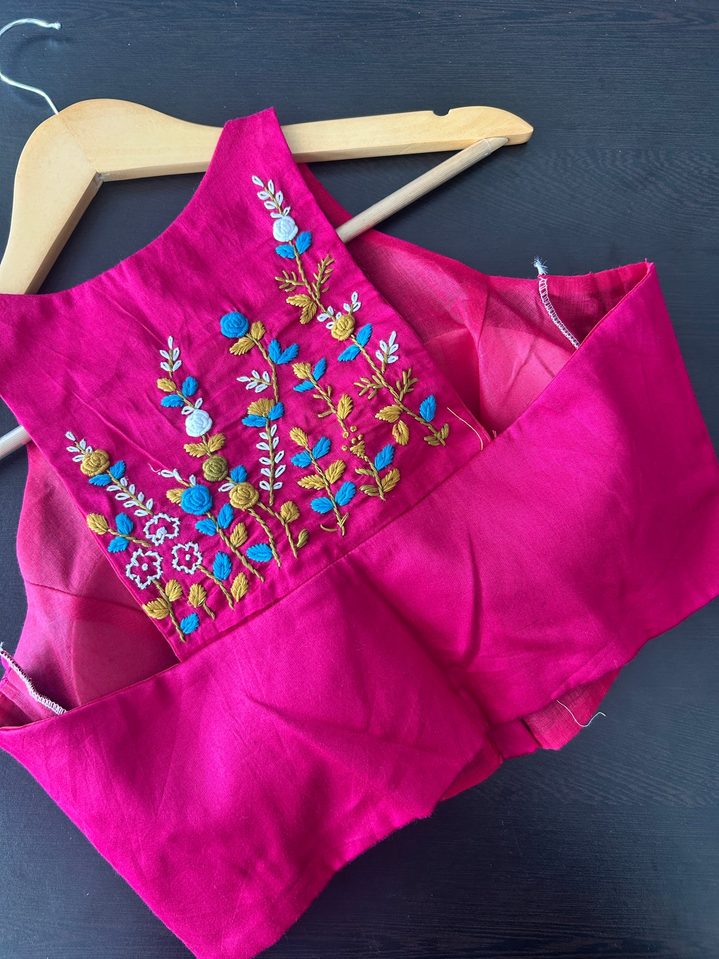 Pink boho embroidered blouse