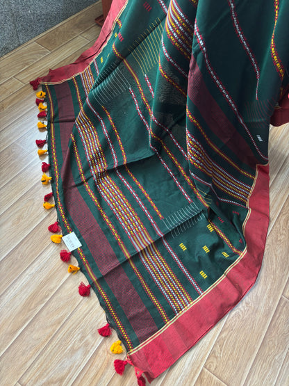 DARK GREEN JAMDANI SAREE