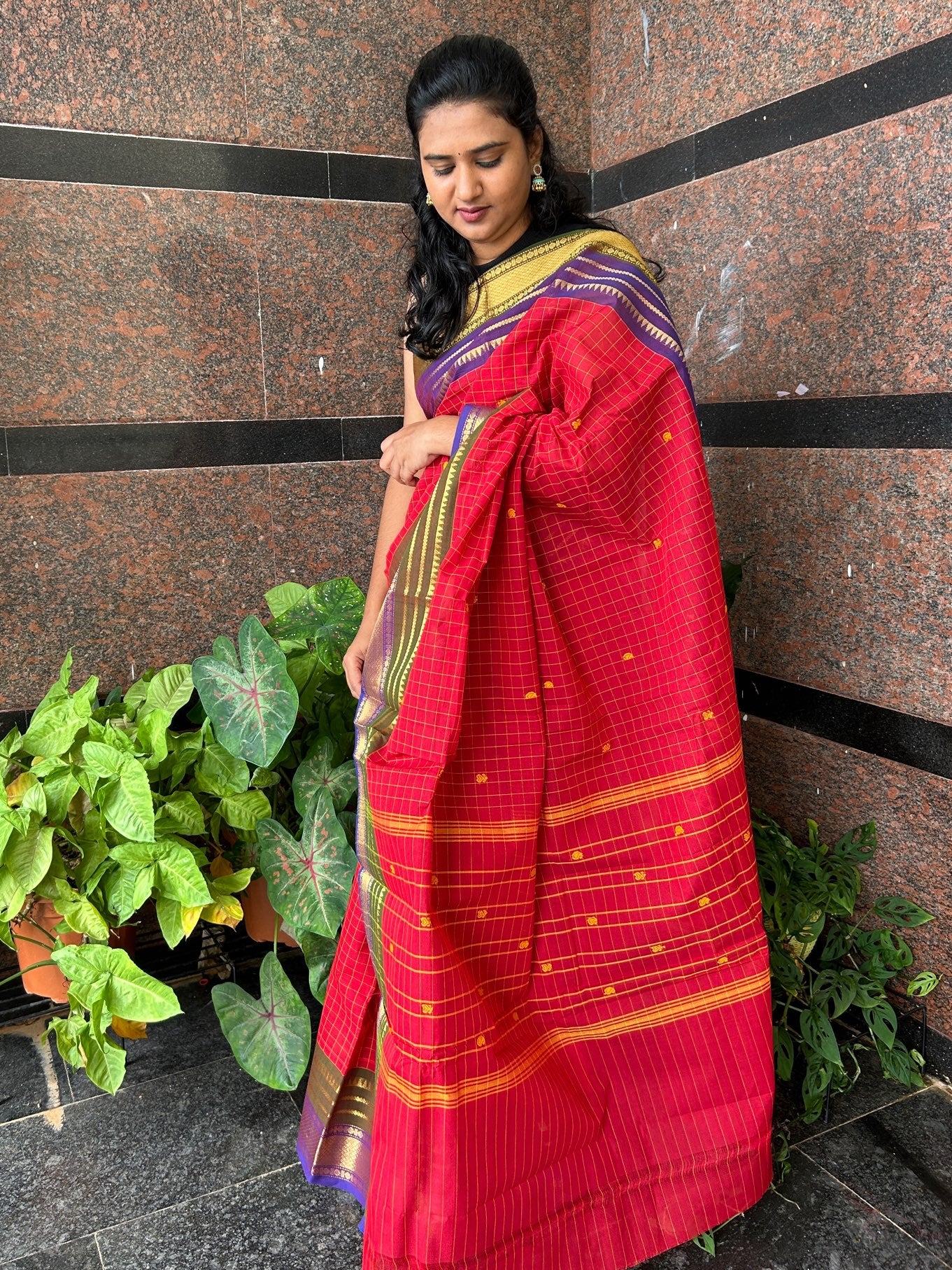 RED  KANCHI COTTON