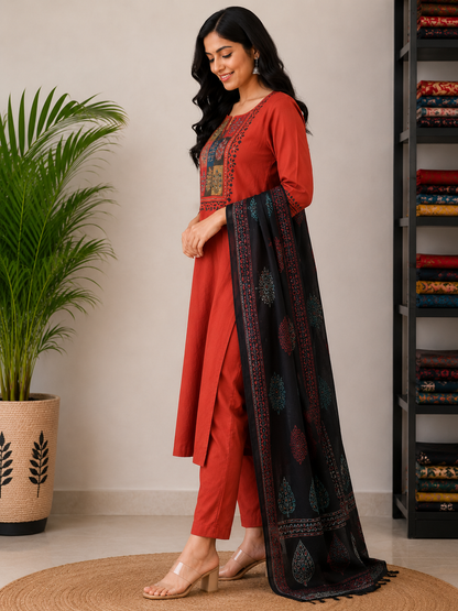 ORANGE GAMTHI COTTON SUIT