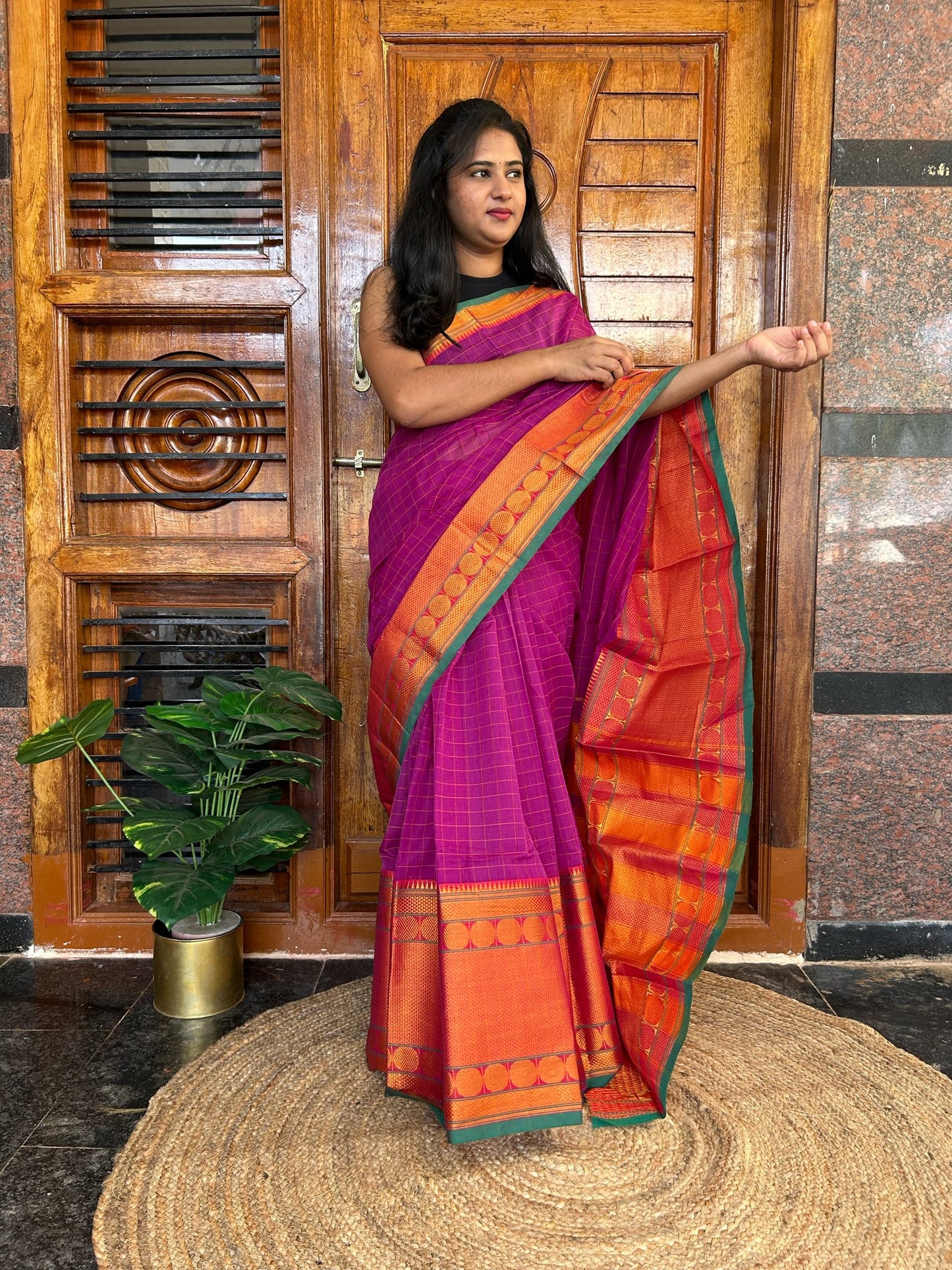 Pink Narayanpet saree.