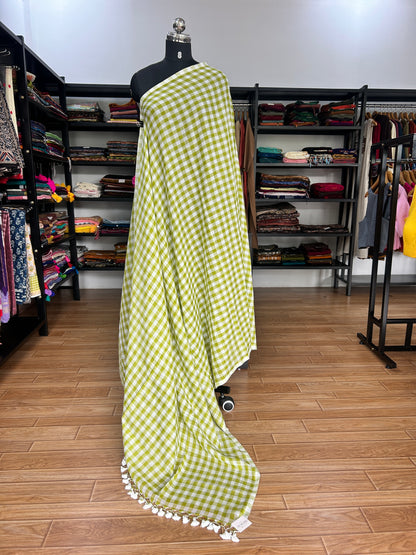 GREEN CHECKS  MUL SAREE