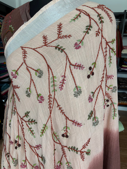 BROWN LINEN SAREE