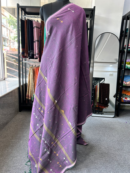 LAVENDER KHADI JAMDANI SAREE