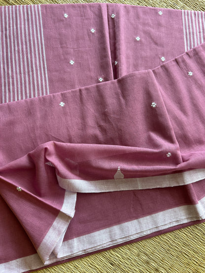 PINK MUL JAMDANI SAREE