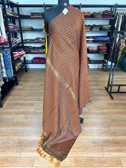 BROWN  MUL SAREE