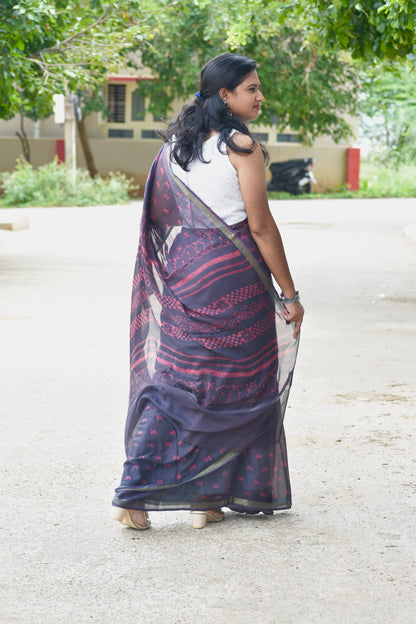 Brown dabu kota saree
