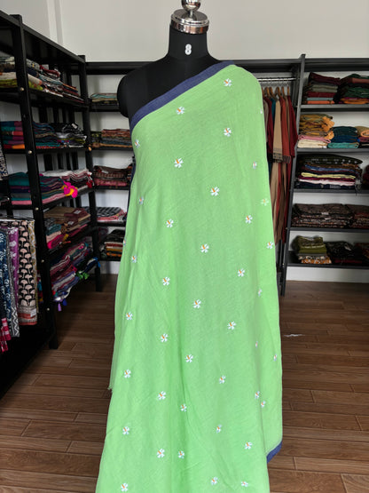 GREEN PARIJATHA MUL SAREE