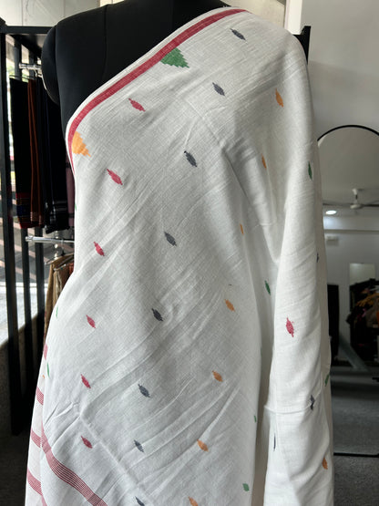 WHITE KHADI JAMDANI SAREE