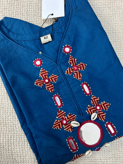 BLUE GAMTHI COTTON SUIT