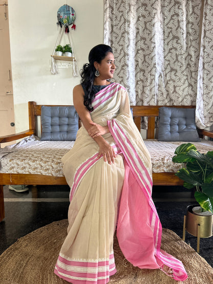 BEIGE MERCERISED SAREE
