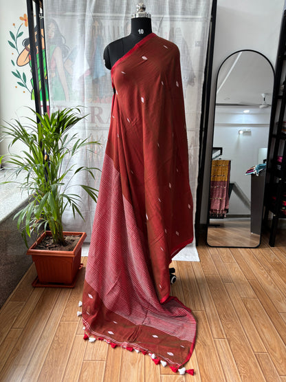 MAROON JAMDANI SAREE