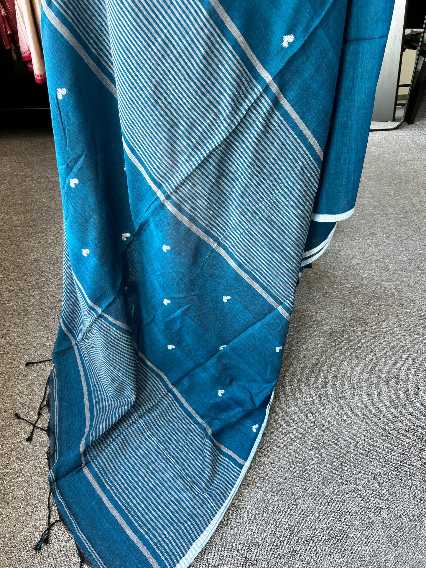 TEAL MERCERISED JAMDANI