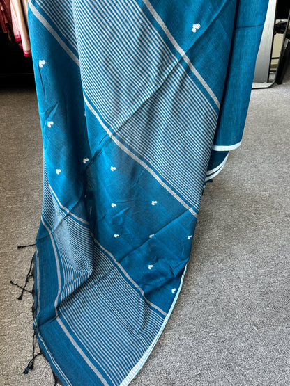 TEAL MERCERISED JAMDANI