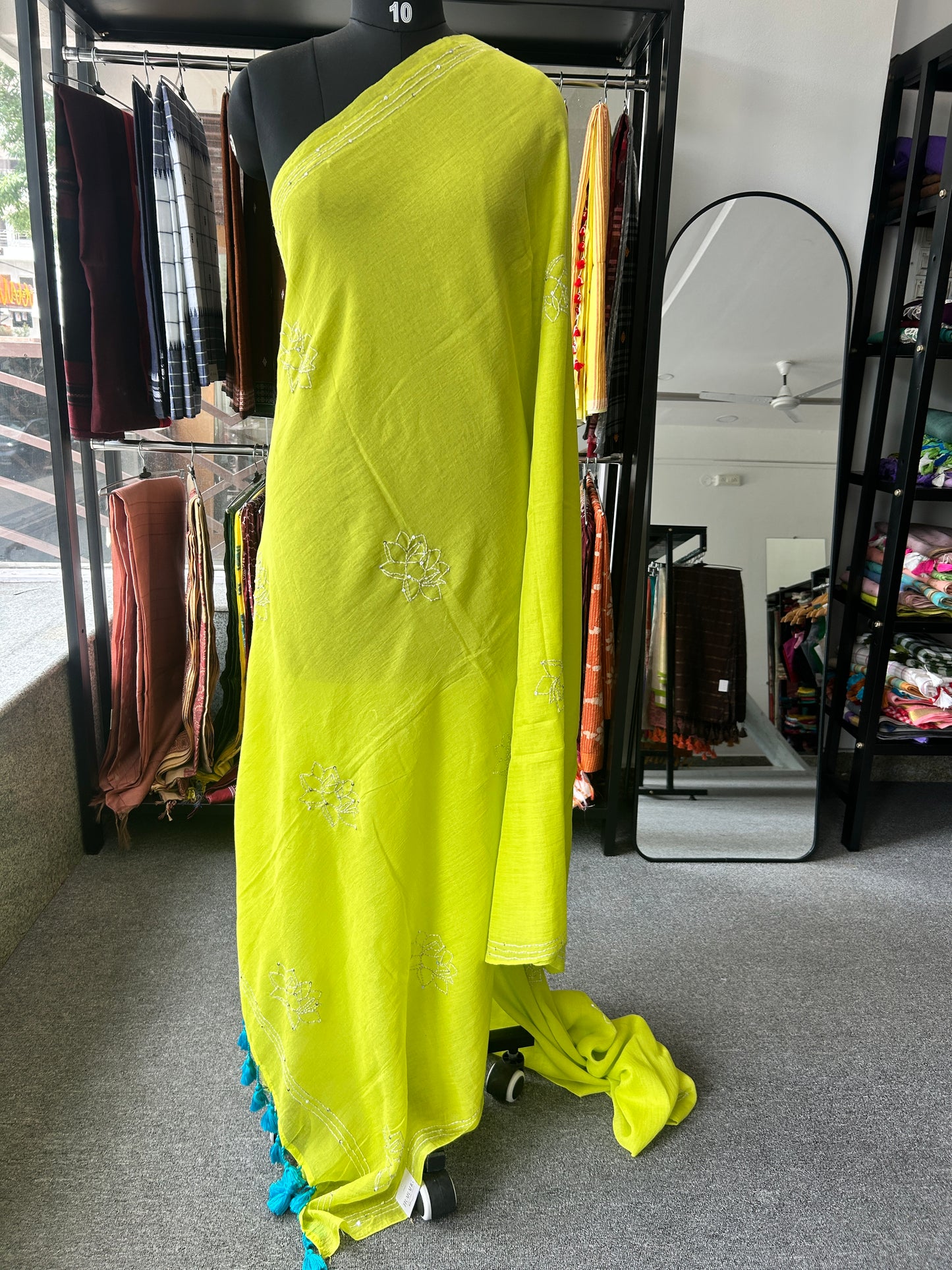 GREEN KATHA MUL SAREE