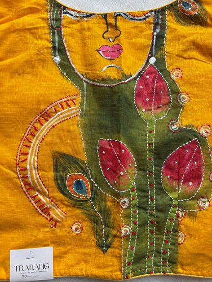 Yellow hand painted blouse