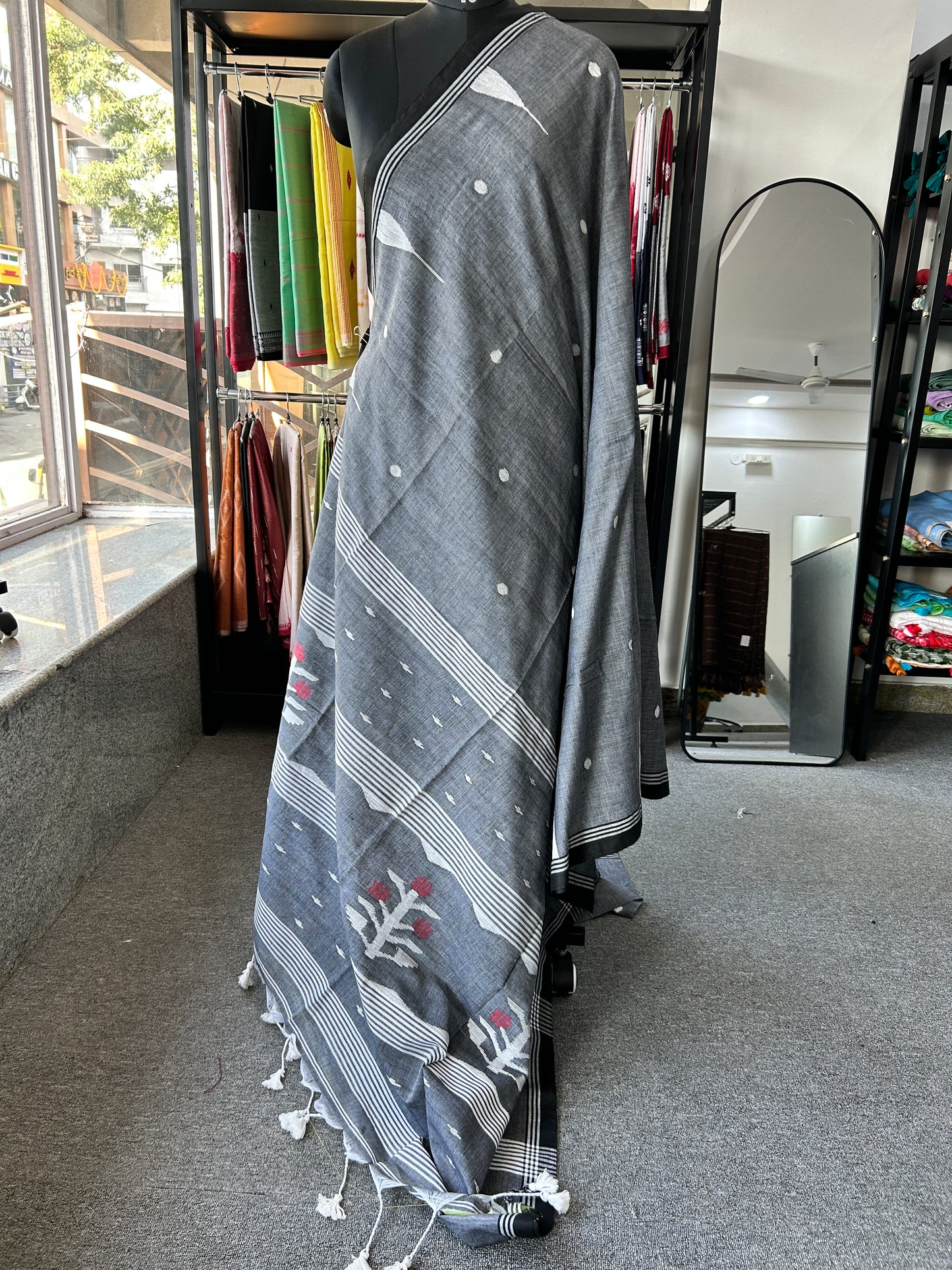 GREY JAMDANI SAREE